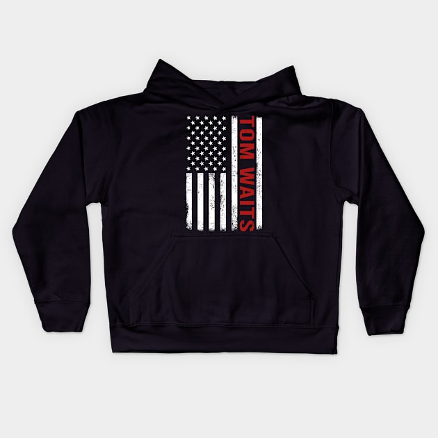 Graphic Tom Waits Proud Name US American Flag Birthday Gift Kids Hoodie by Intercrossed Animal 